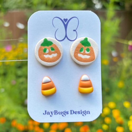 Cookie & Candy Corn Stud Duo