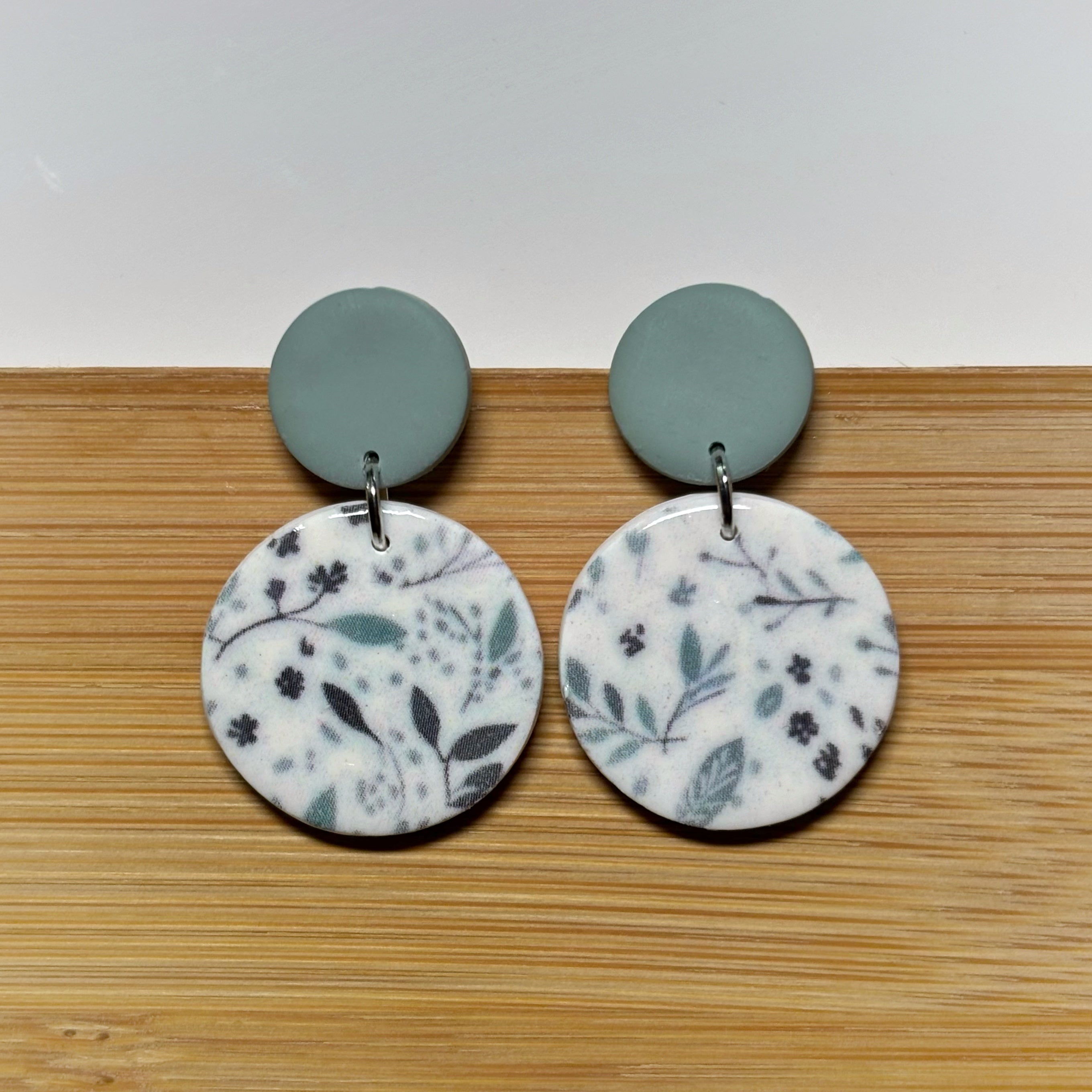 Sage Leaves Circle Dangles