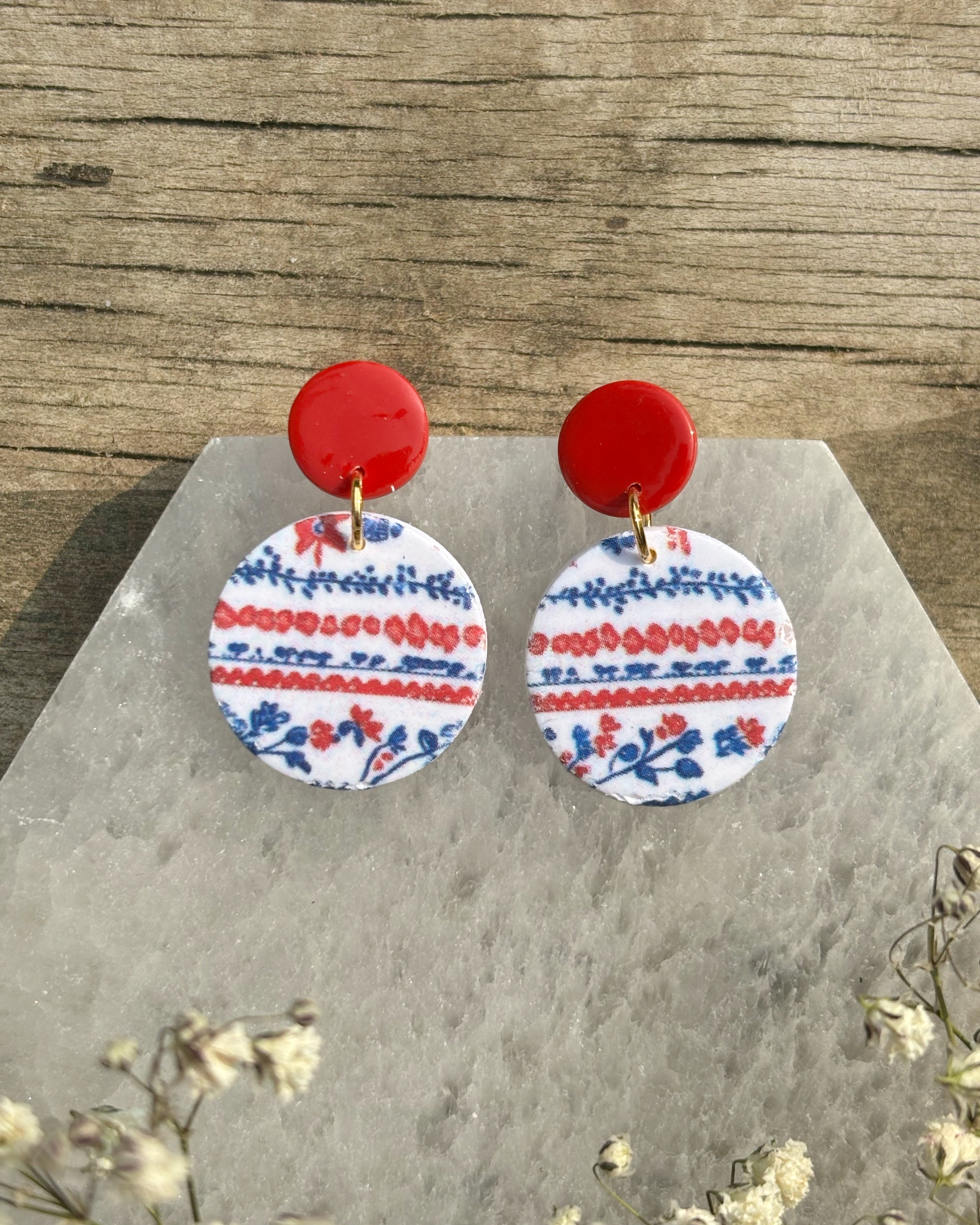 Red White & Blue Circle Dangles