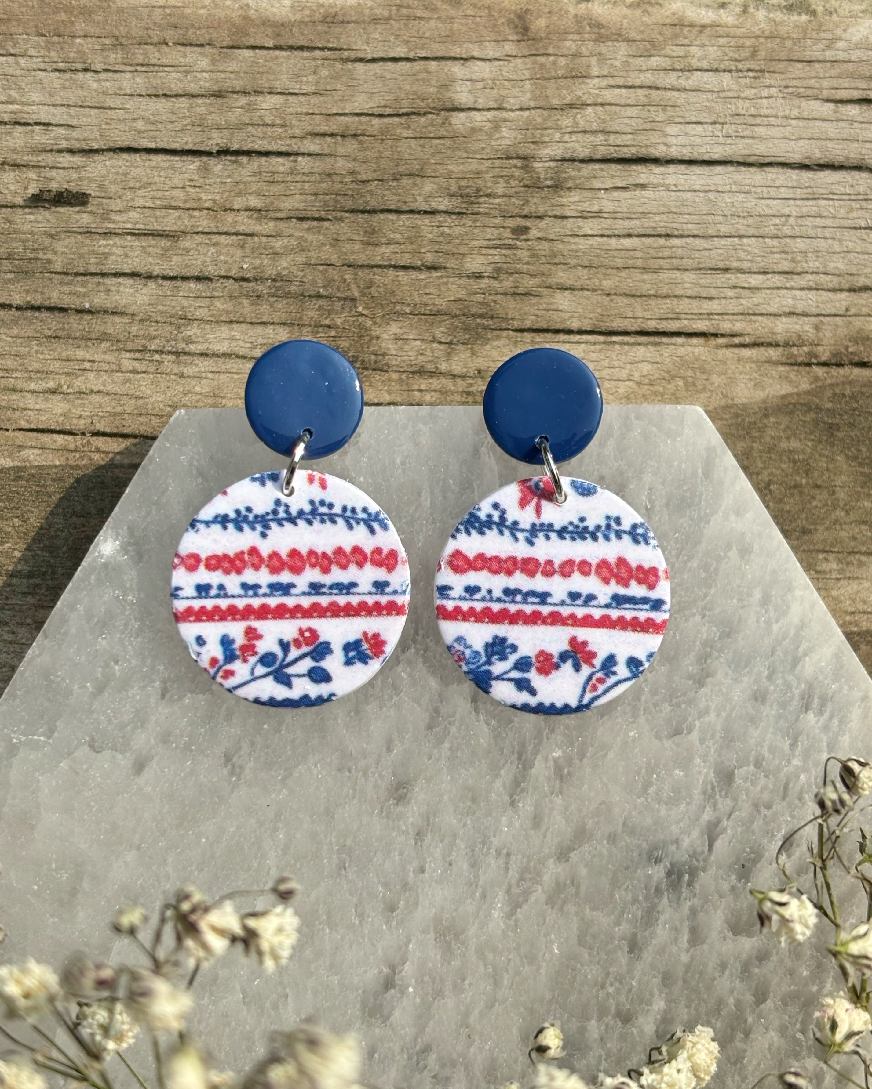 Red White & Blue Circle Dangles