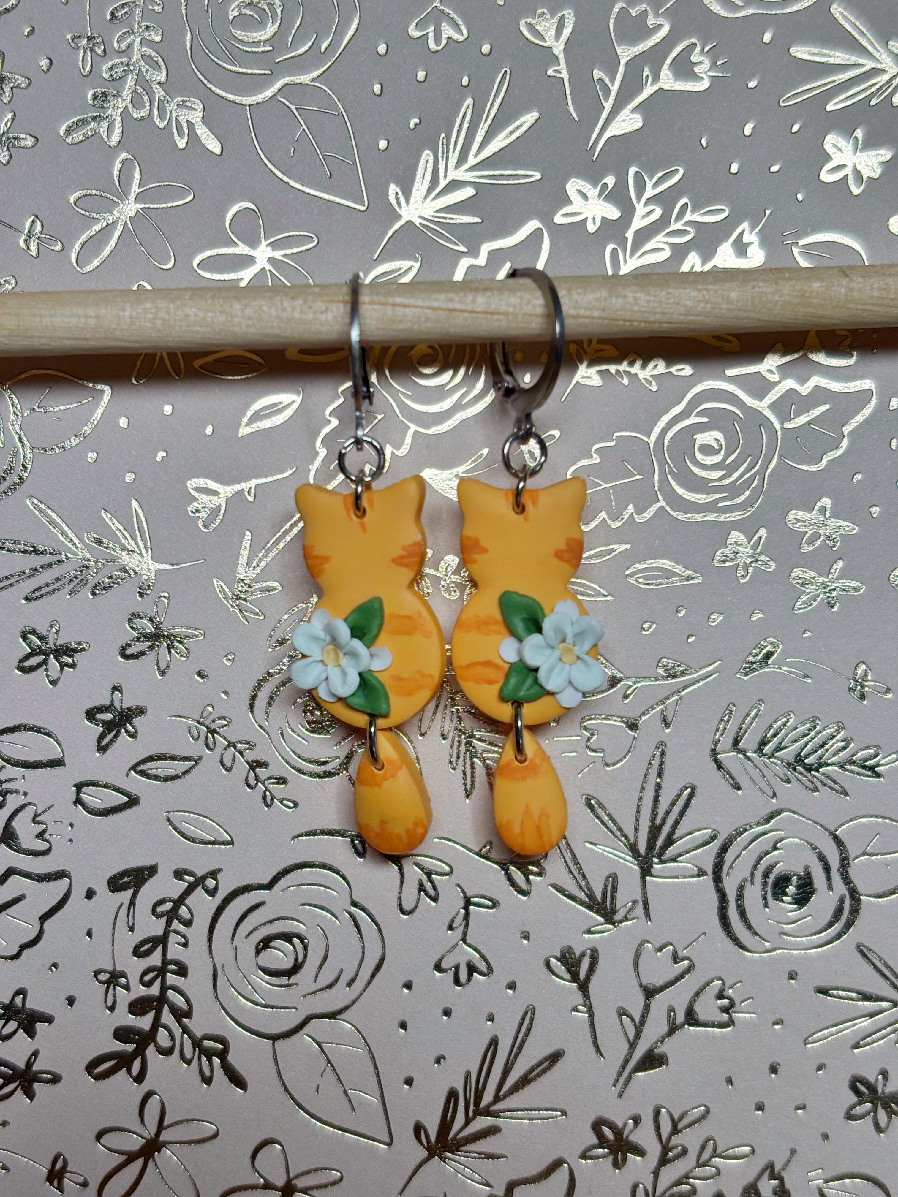 Floral Cat Dangles