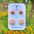 Pumpkin & Leaf Stud Duo