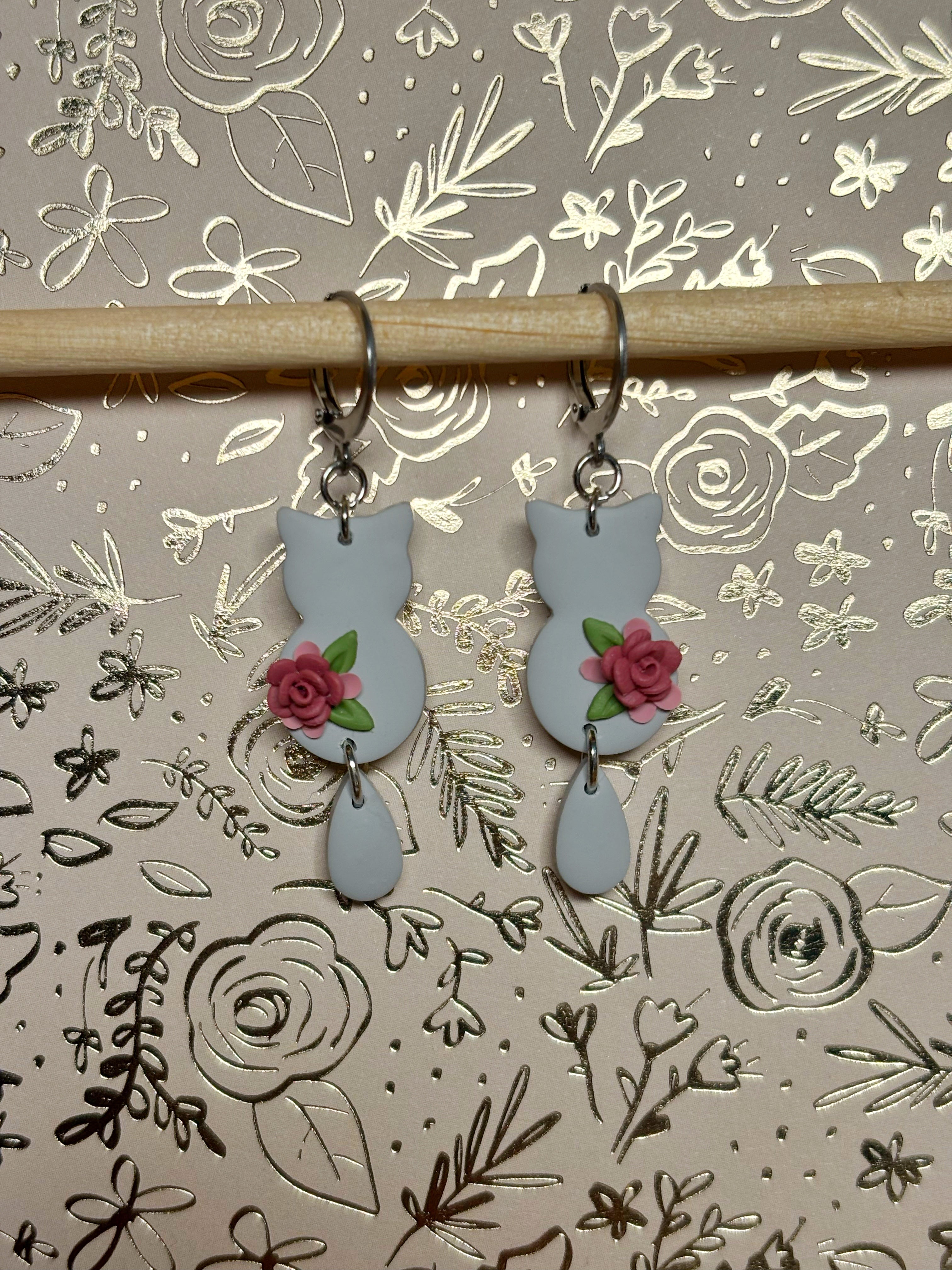 Floral Cat Dangles