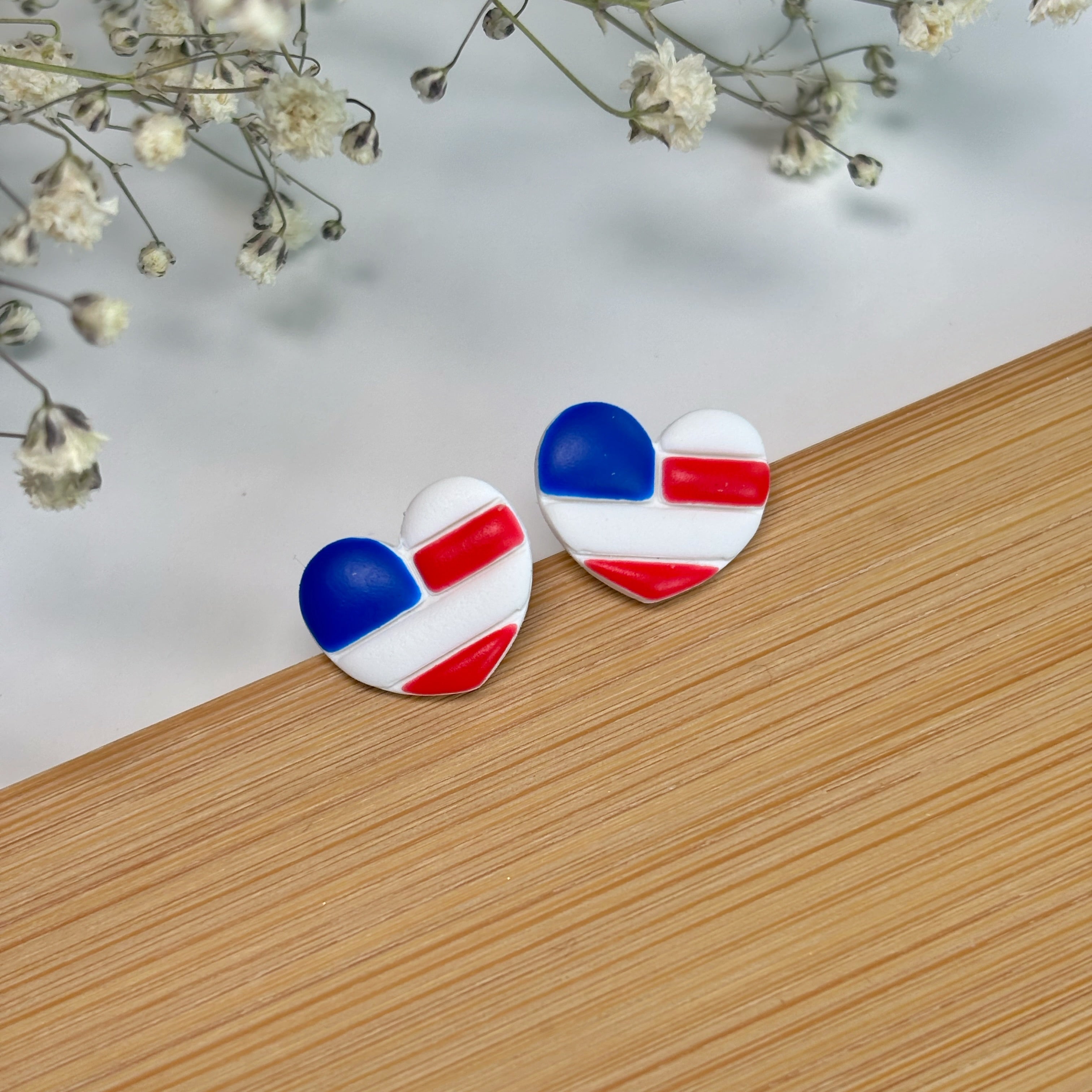 Flag Heart Studs