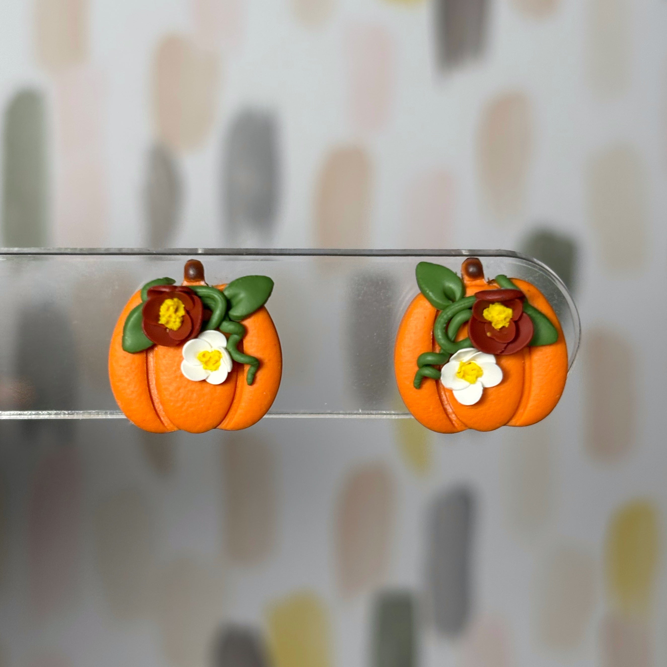 Floral Pumpkin Studs
