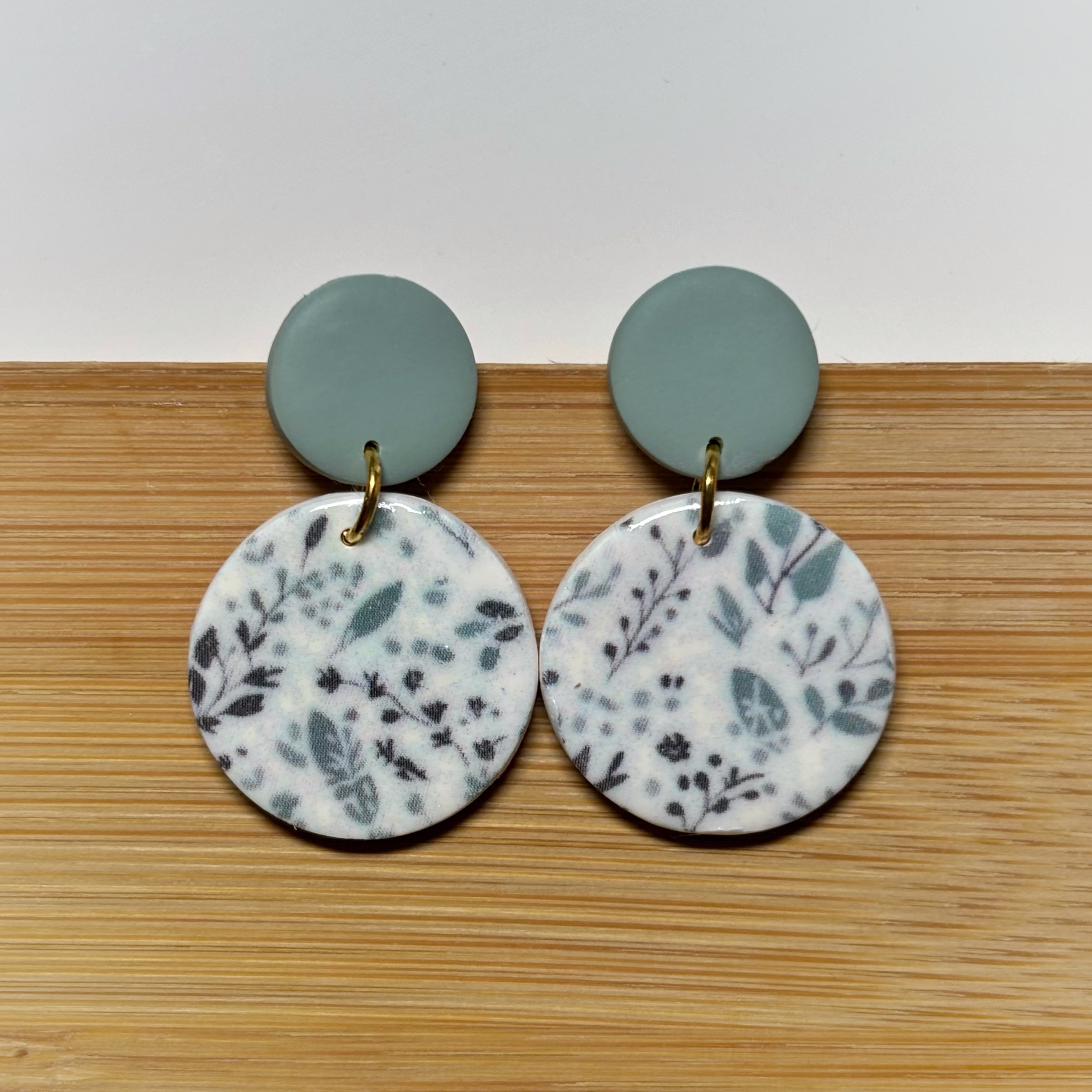 Sage Leaves Circle Dangles