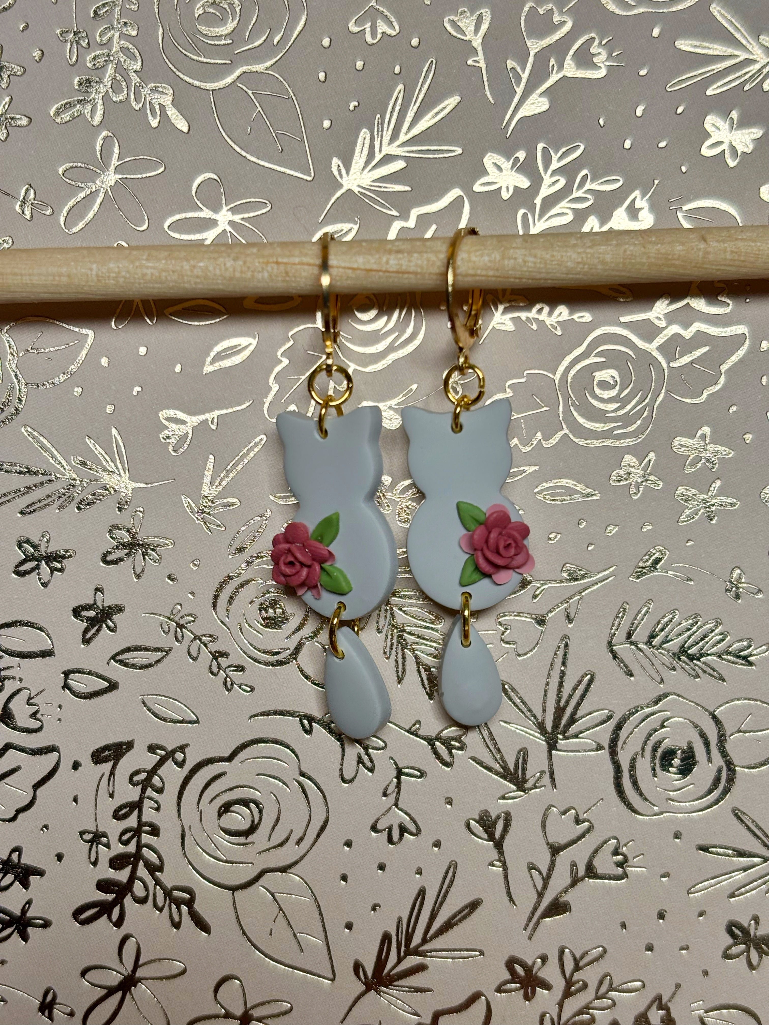 Floral Cat Dangles