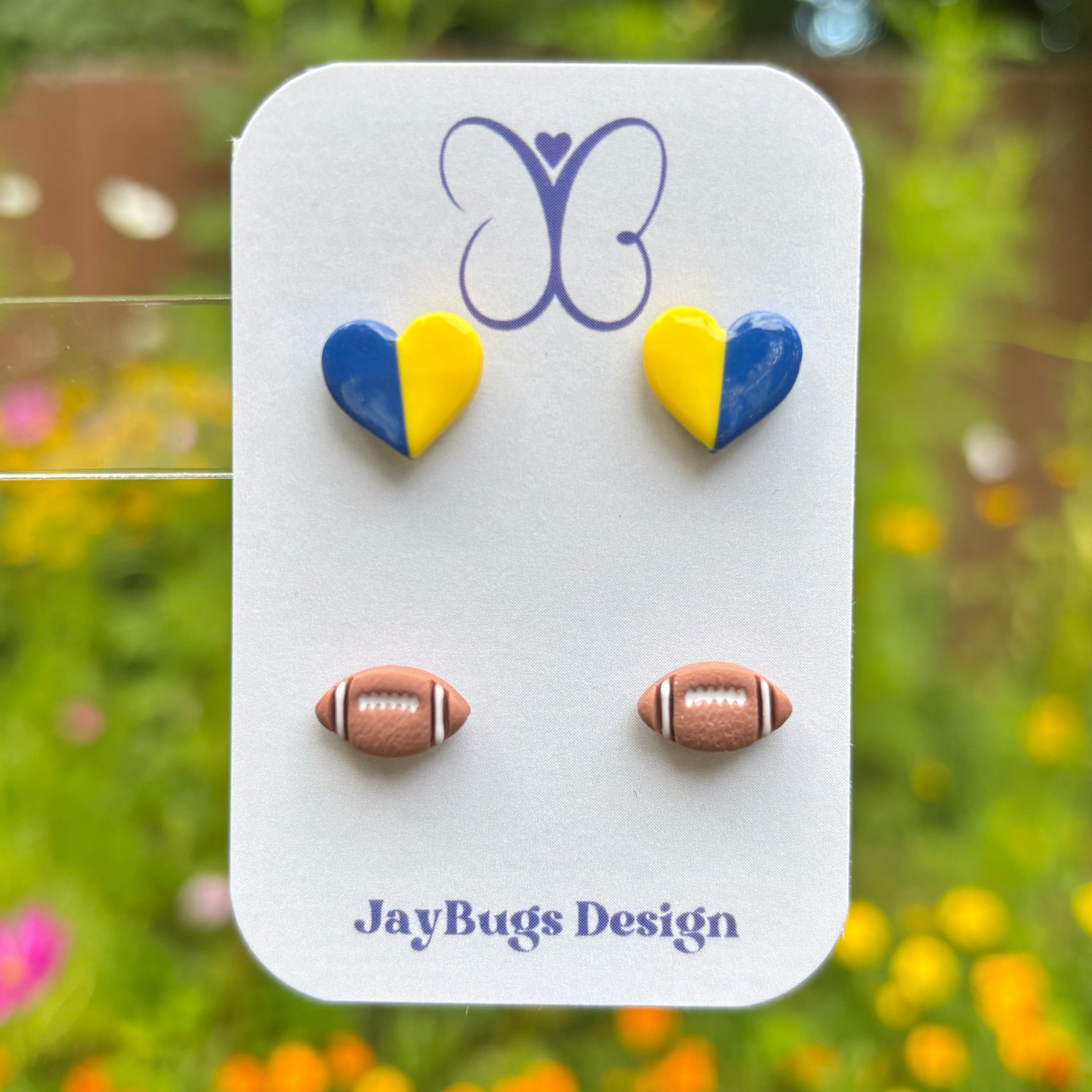 Split Heart & Football Stud Duo