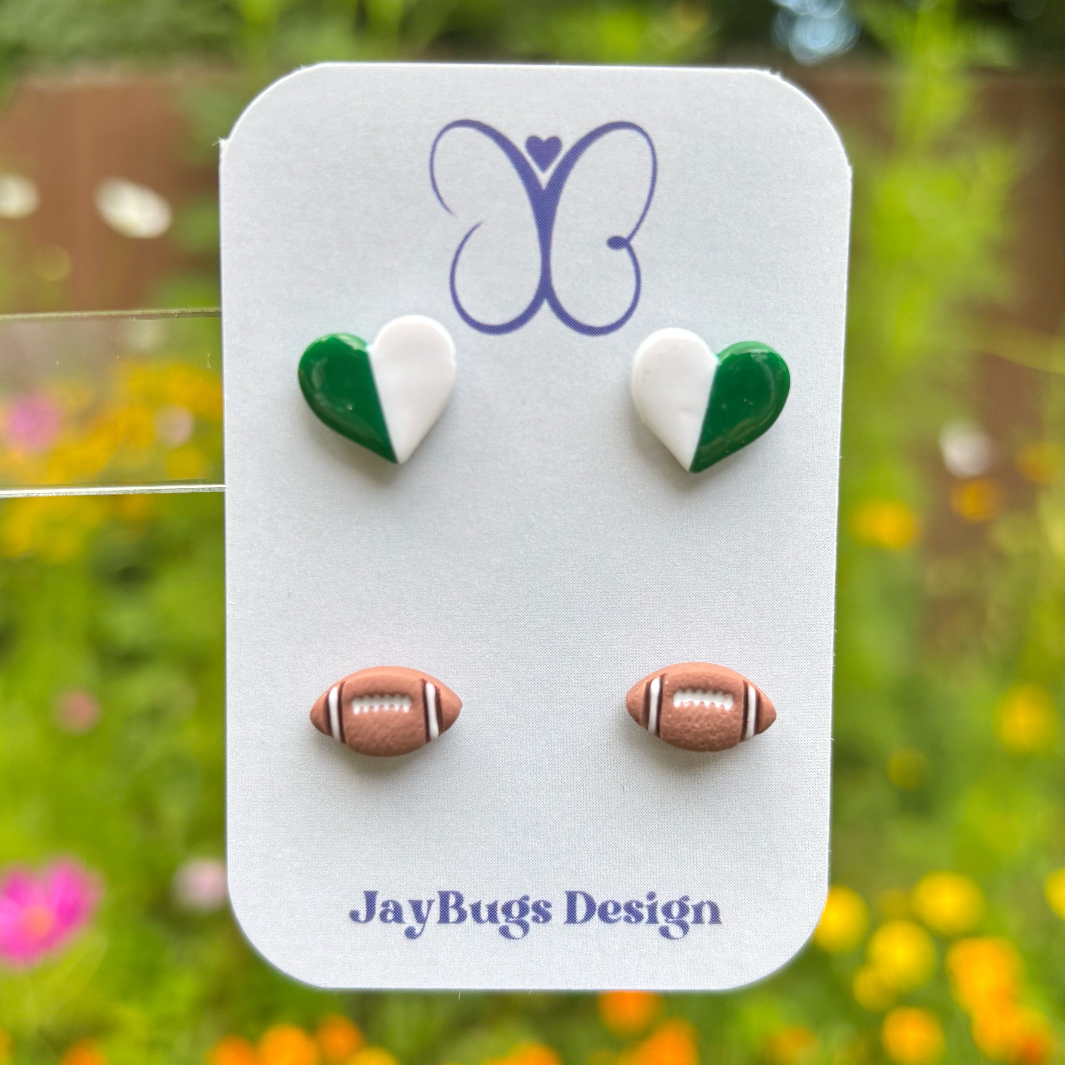 Split Heart & Football Stud Duo