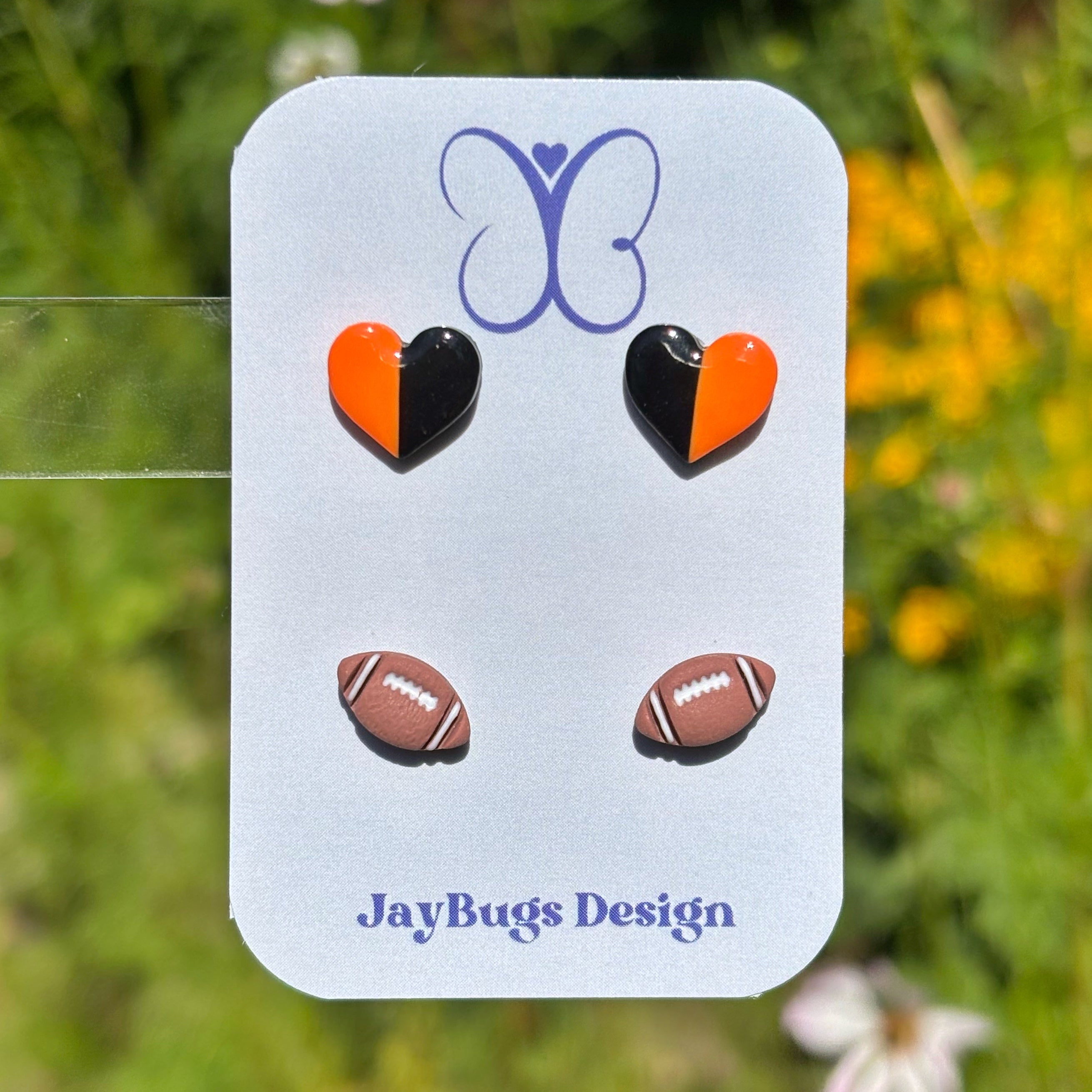 Split Heart & Football Stud Duo